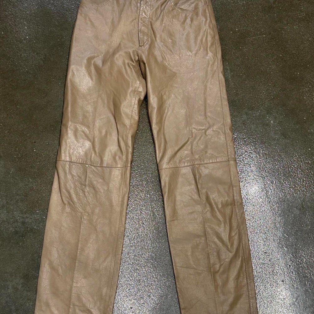 Vintage 90s J Parlo Tan Brown Leather Pants Women's 30 x 30